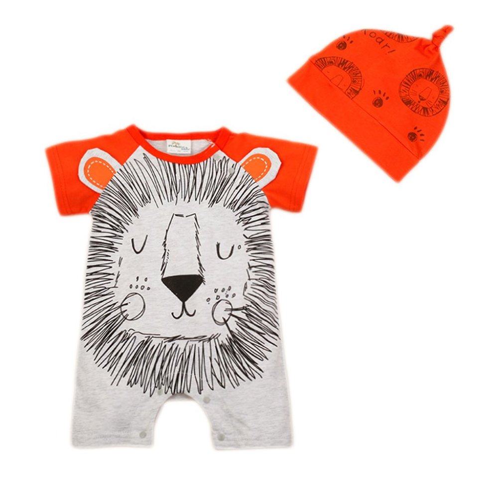 Lion Cotton Baby Romper & Hat 2pcs